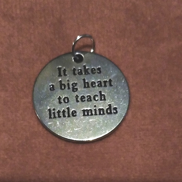 Silver Teacher Charm Thank You Gift Inspirational Words Pendant Big Heart Teach - Picture 6 of 6